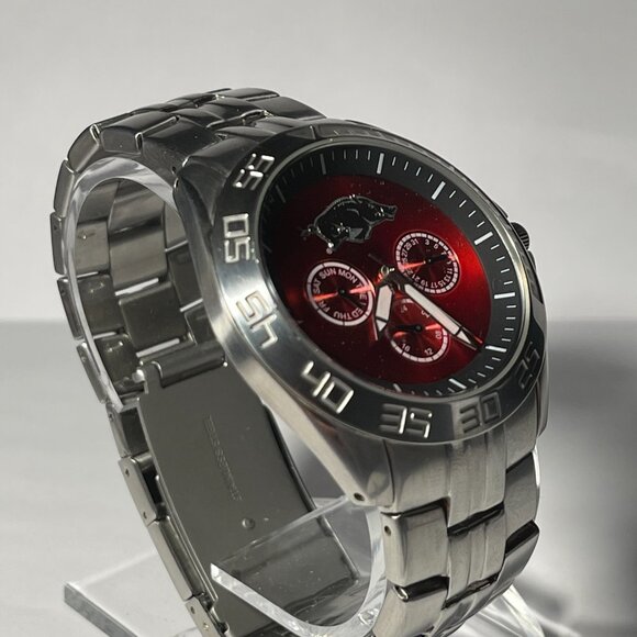 Arkansas Razorbacks NCAA Stainless-Steel Chronograph Watch by Fossil NEW (RARE) - Picture 5 of 8